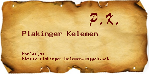 Plakinger Kelemen névjegykártya
